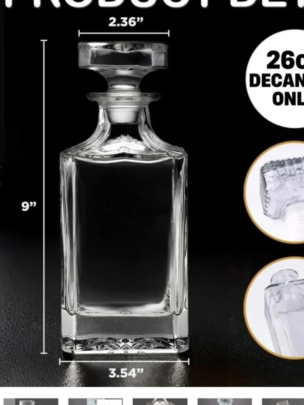 DJT President 45/47 Clear Glass Whiskey Decanter - 26oz Clear Crystal Bottle - Picture 2 of 4